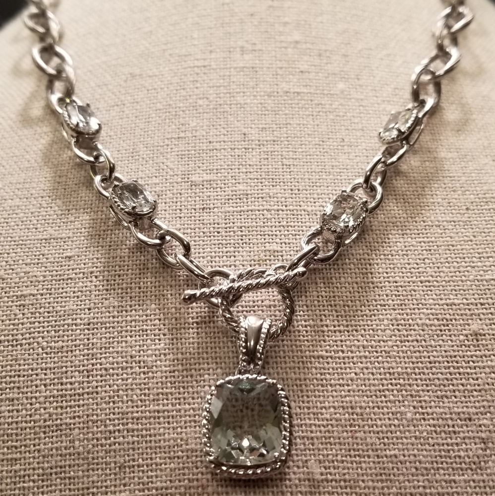 Green Amethyst & Sterling Silver Necklace